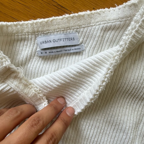 White Ribbed One-Shoulder Top - Picture 2 of 2